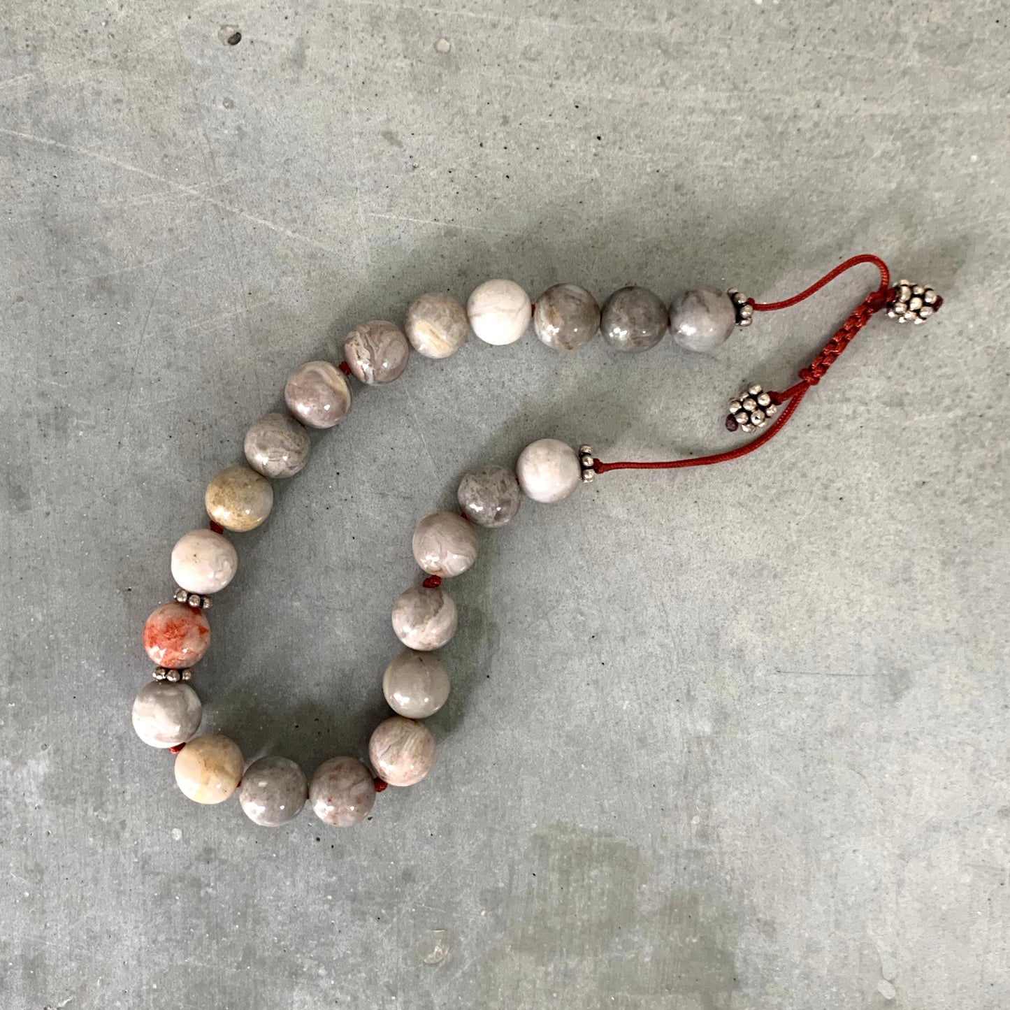 Pink and Gray Jasper Mala Bracelet
