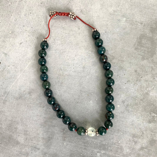 Green Bloodstone Mala Bracelet