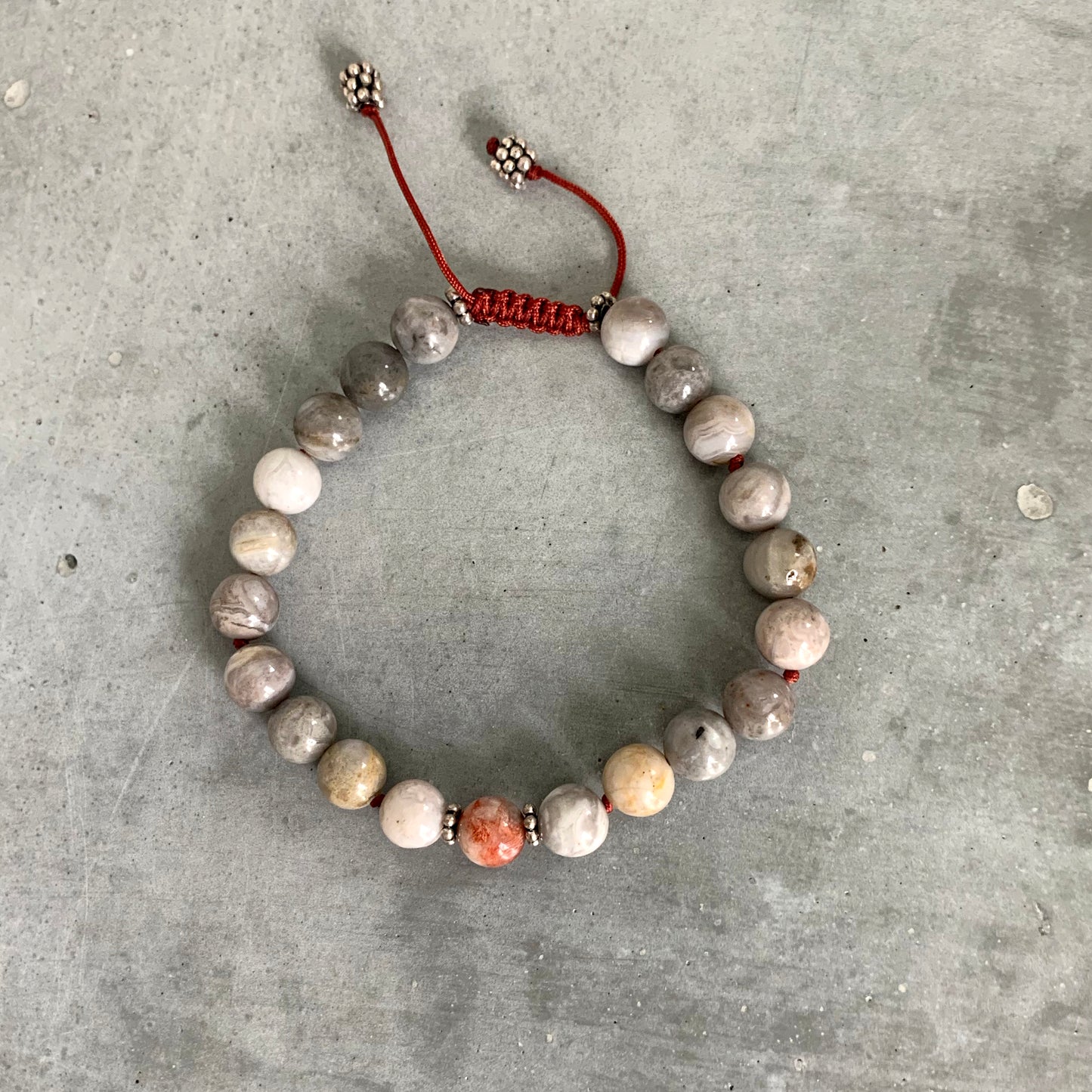Pink and Gray Jasper Mala Bracelet